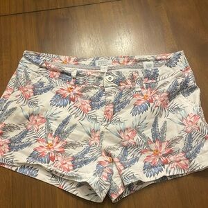 Tan with floral pattern, lower rise